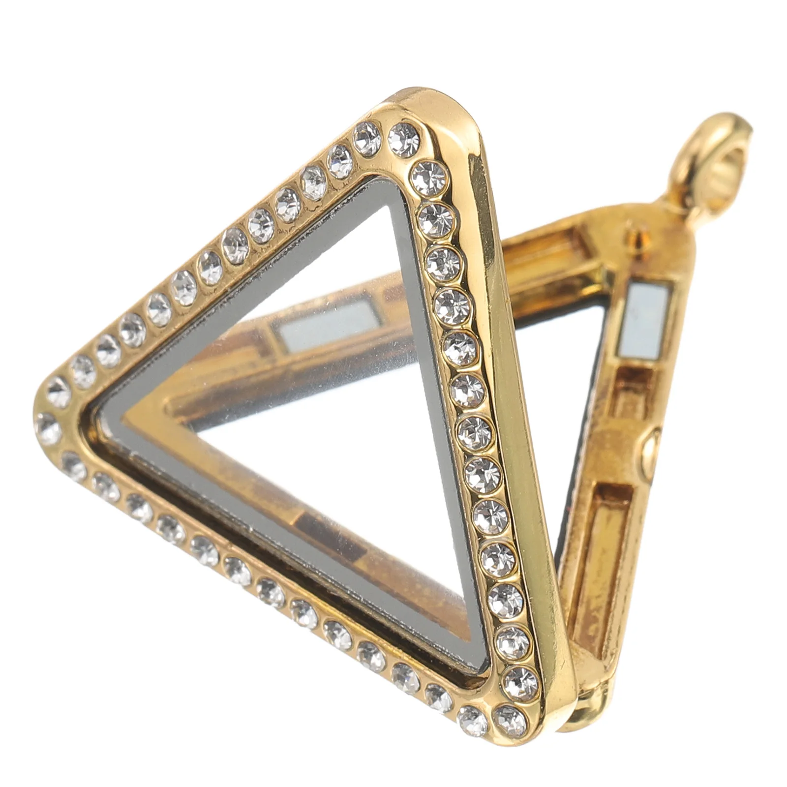 

Diamond-inlaid Photo Box Pendant Plated Locket Case Openable Teardrop Necklace Gifts Jewelry Accessories Storage Charm DIY