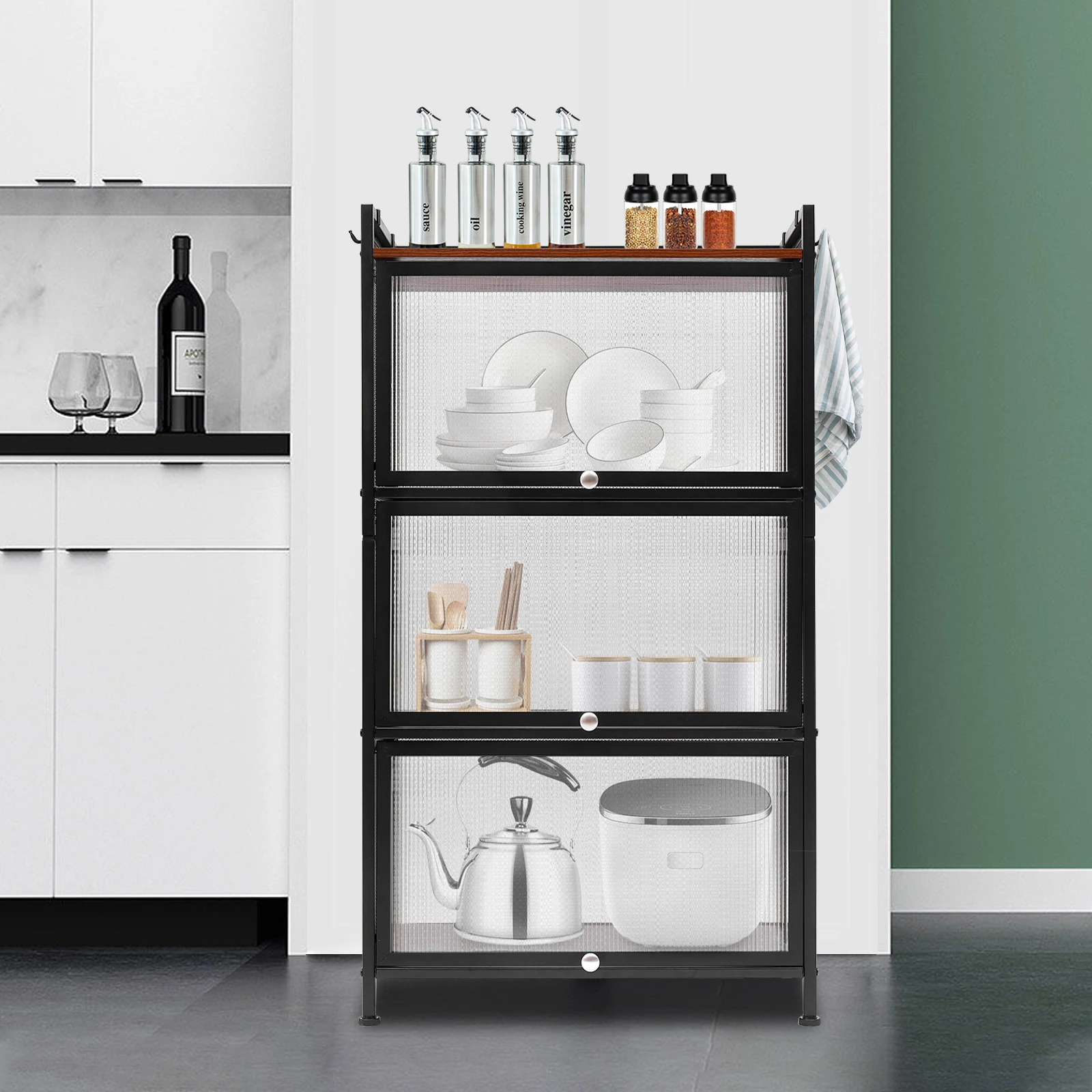 CNCESTKitchen Shelves Bread Rack 4 Tier Storage Rack Microwave Oven Stand Coffee Station Storage Cabinet Kitchen Organizer Shelf image 4