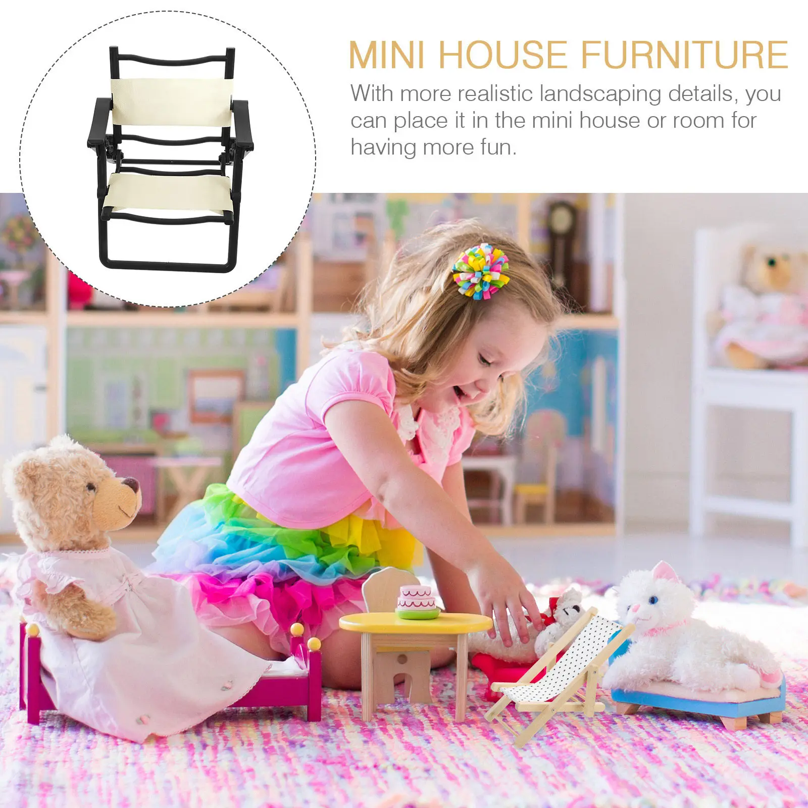 

Miniature Folding Chair Lightweight Plastic Mini Chair Portable Micro Landscape Decor Tiny Furniture Mini House Ornament