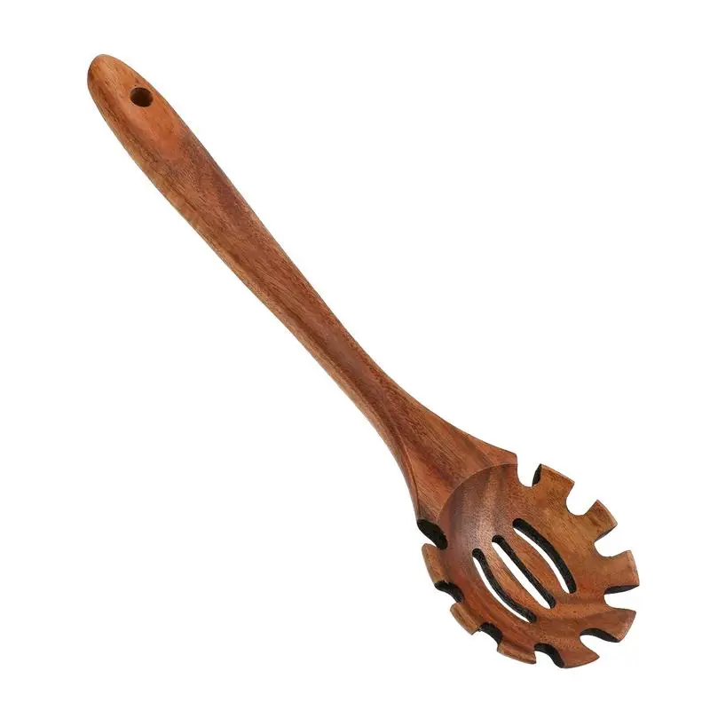 Cuchara de espagueti de madera, cuchara de servidor de espagueti, cuchara de espagueti colgante de 12,6 pulgadas, cucharón de Pasta de madera con dientes para espaguetis de Pasta