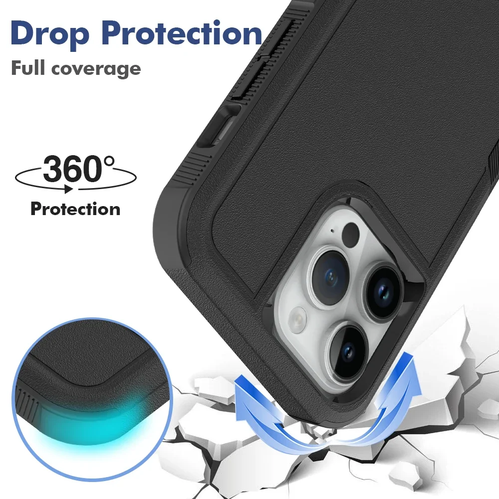 Odporny na wstrząsy futerał na telefon do iPhone'a 16 11 12 13 14 15 Pro Max Xs XR X SE 2022 8 7 Otter Bumper Box Hard Plastic Back Cover — zdjęcie 3