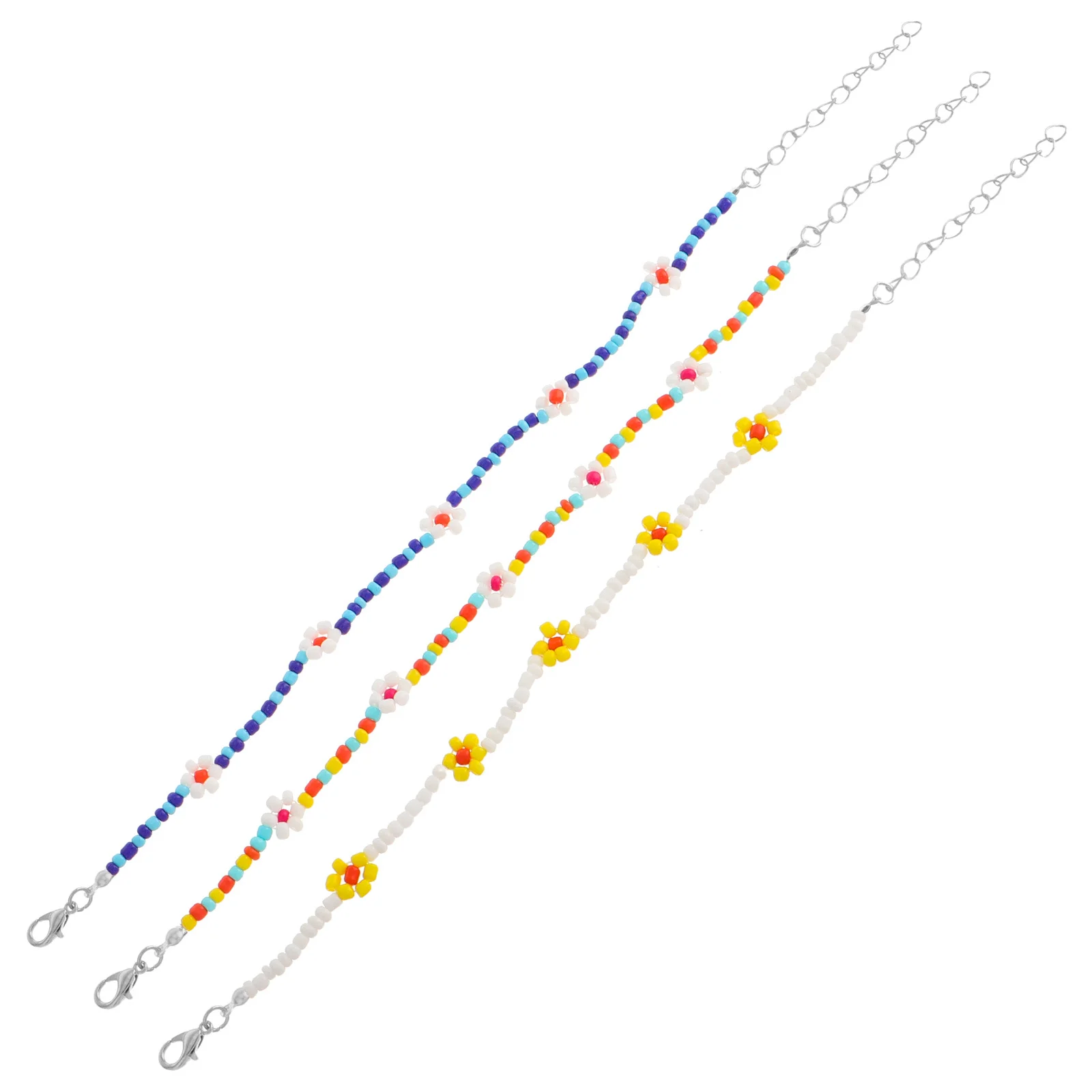 

3Pcs Colorful Rice Bead Anklets Vacation Boho Daisy Summer Beach Travel Foot Accessories Jewelry Beaded Bracelets