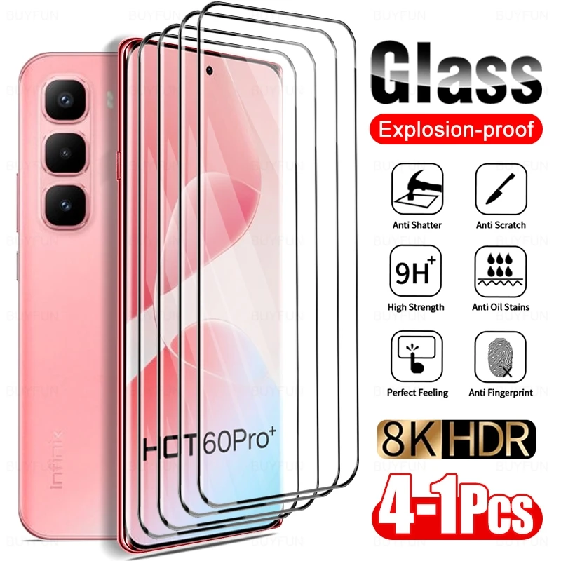 4-1 pices 9D verre tremp incurv pour Infinix Hot 60 Pro + 4G tui 9H protecteurs d'cran Hot60Pro + Hot60 Pro Plus ProPlus 2025