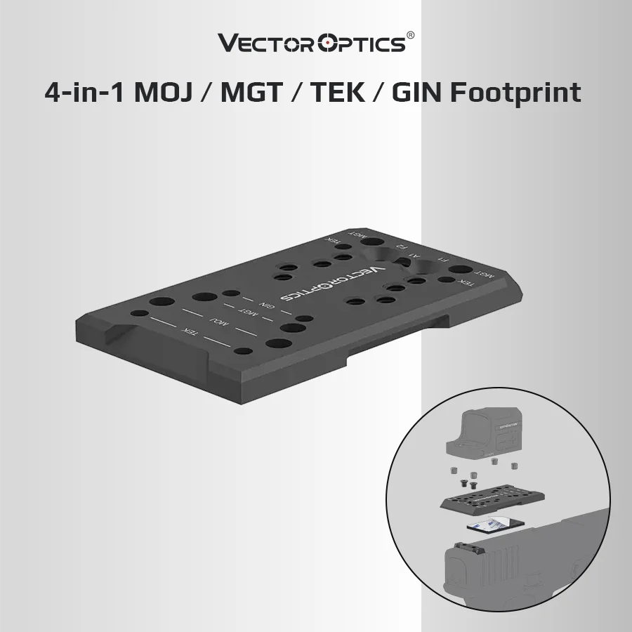Vector Dovetail Adapter Mount Moj Mgt Tek Gin Footprint 7075-T6 Aluminum Rear Sight Plate Optic Mount Low Profile