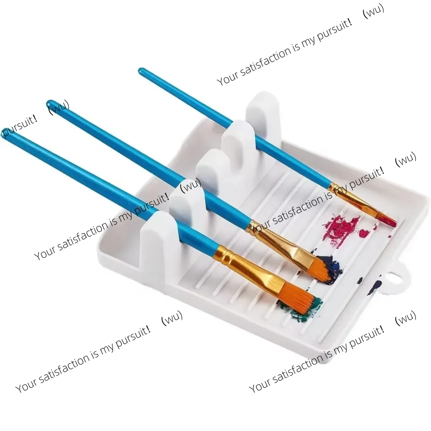 1pc Paint Brush Holder with Drip Tray, 4-Slot White Plastic Rest for Oil Watercolor Acrylic Painting, No Mess Art Supplies,oleo