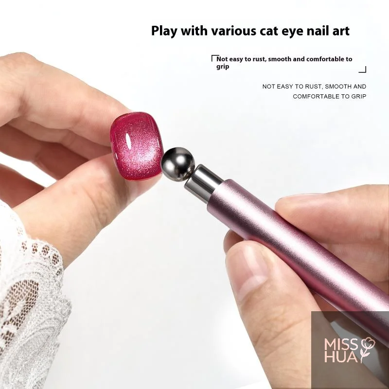 HH Double-end Magnetic Cat's Eye Nail Magnetic Stick With Steel Balls Super Strong Gel Polish Magnet Pen Manicure Magnetic Tools