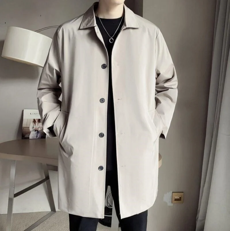 معطف رجالي متوسط الطول غير رسمي معطف كوري عصري على الطراز البريطاني ربيع الخريف وصول جديد رقيق عادي #1