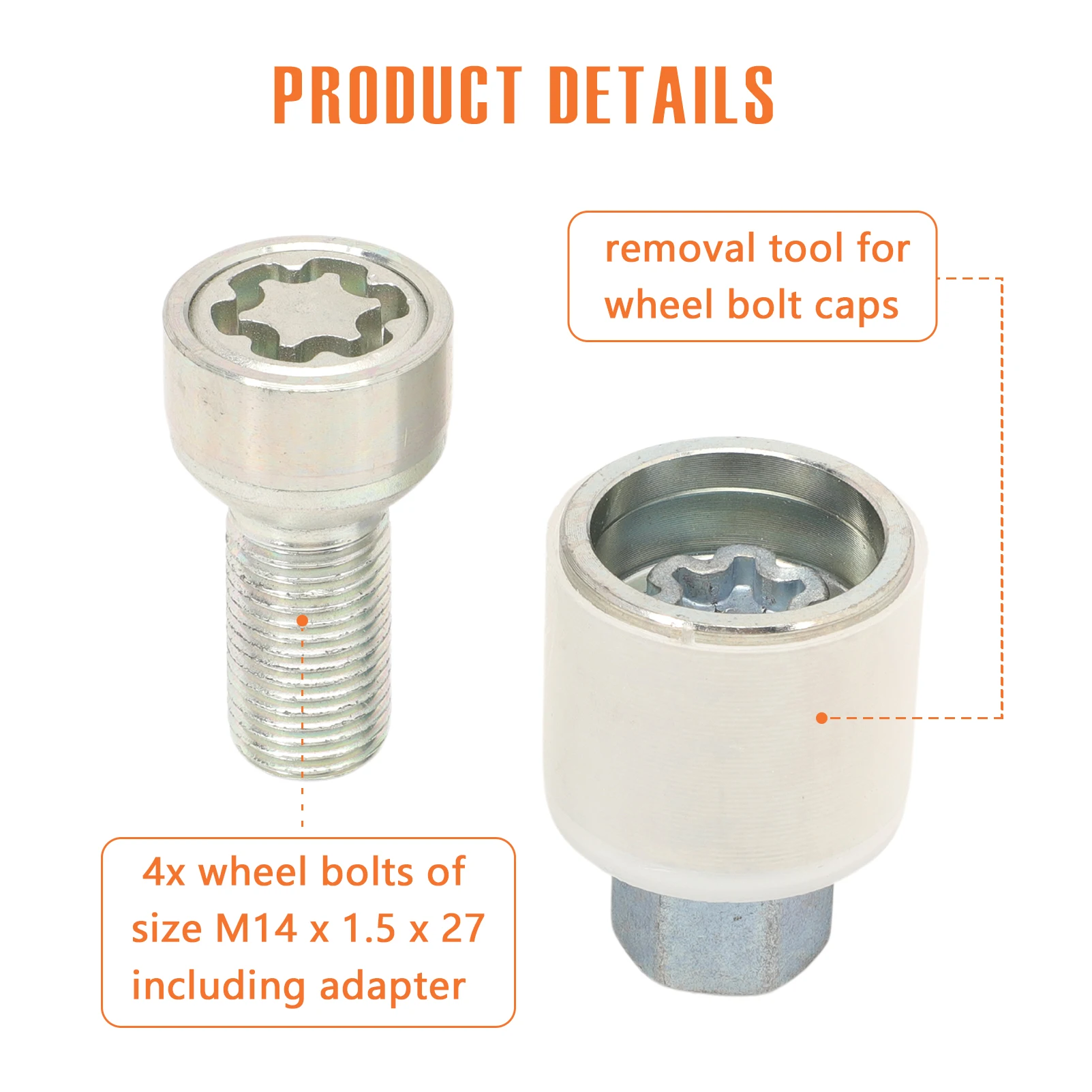 Anti-theft wheel nuts set type H for A1 A3 A4 A5 A6 A7 Q2 TT wheel bolts with anti-theft rim lock 82A071455