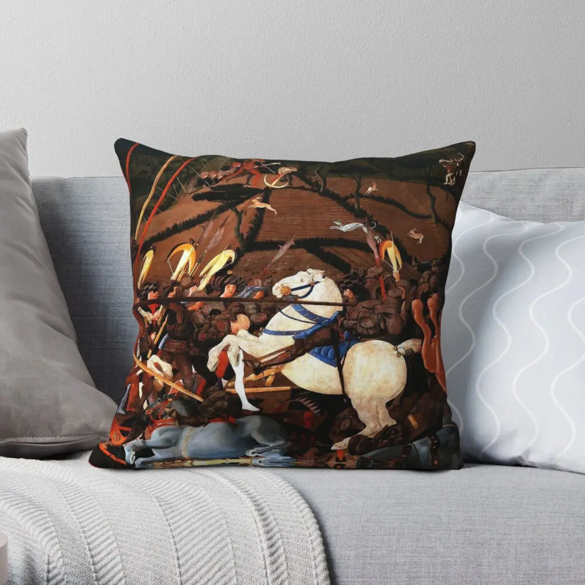 Battle Of San Romano Paolo Uccello Italian Square Pillowcase Polyester Linen Velvet Pattern Pillow Case Car Cushion Cover 45x45