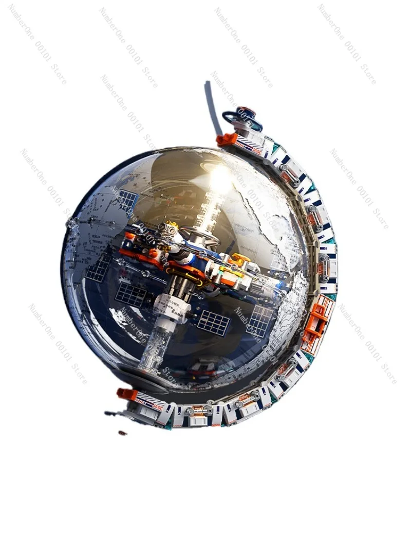 Building Block Space Dawn Globe Model, Astronaut Puzzle Assembly Toy, Creative 3D Puzzle Birthday Gift for Space Enthusiasts