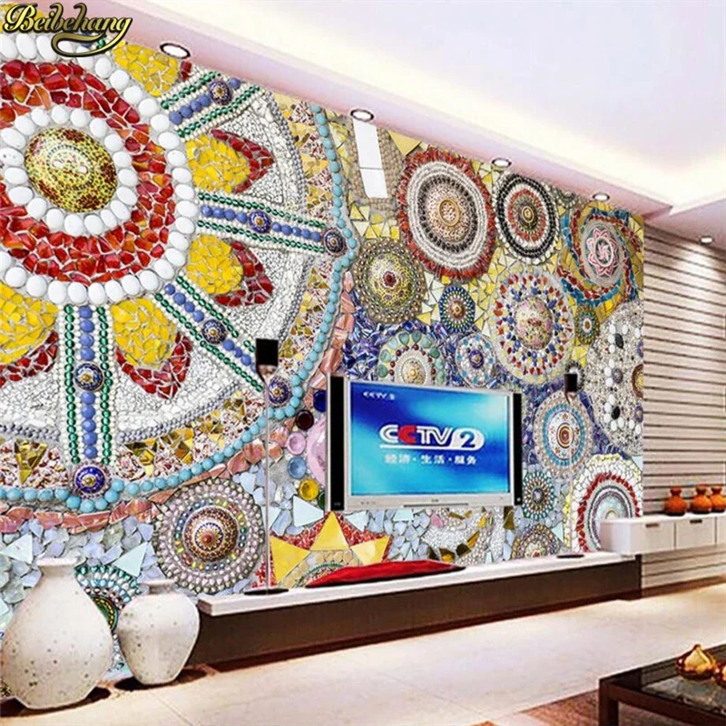 Retro Mosaic 3D Stereo Space Wall Paper for Bedroom Home Decor Beibehang Papel De Parede Room Landscape Wallpapers