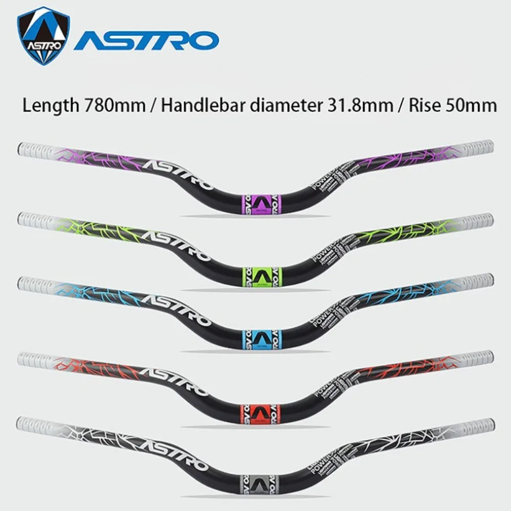 

Astro- Bicycle Handlebar, Aluminum Alloy Material, Suitable for MTB/XC/AM/FR, 50mm Rise Mountain Bike Handlebar 31.8x780mm