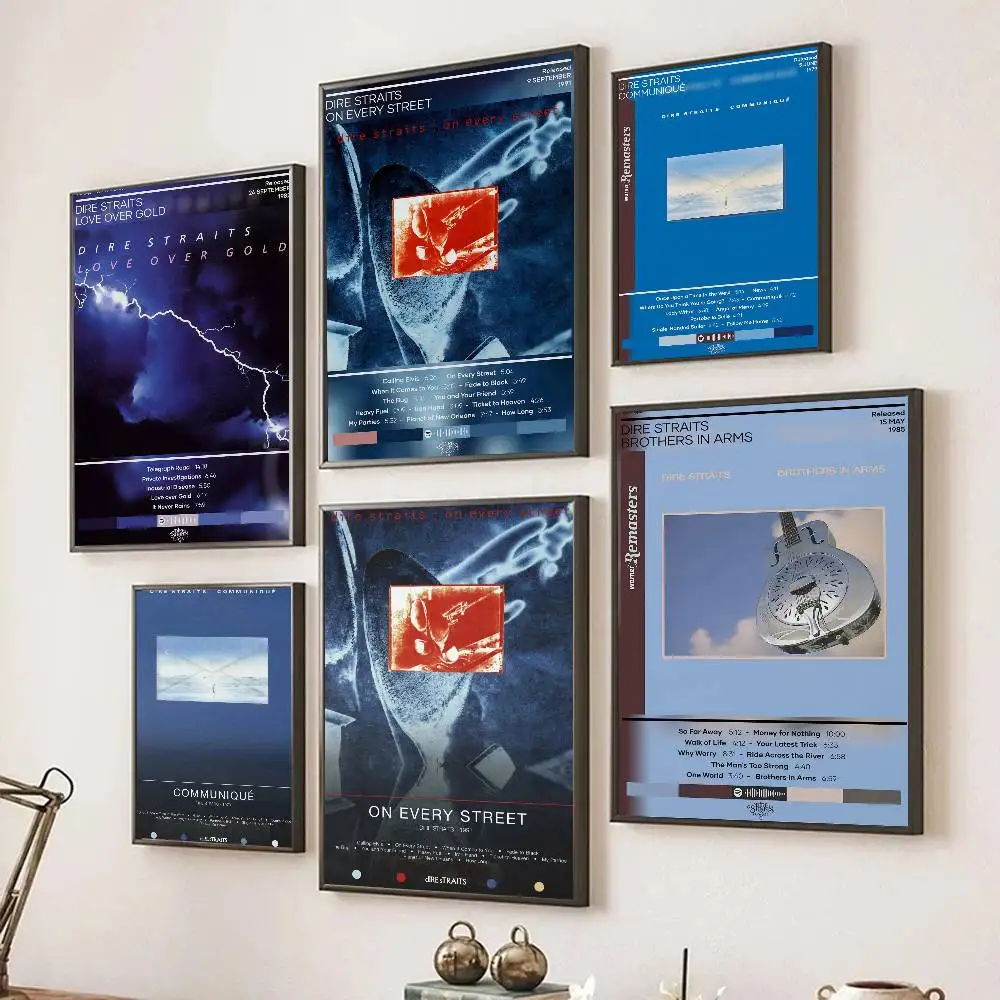 Rock Music Band D-Dire S-Straits Album Poster Self-adhesive Art Room Entrance Restaurant Wall Decor Art Painting