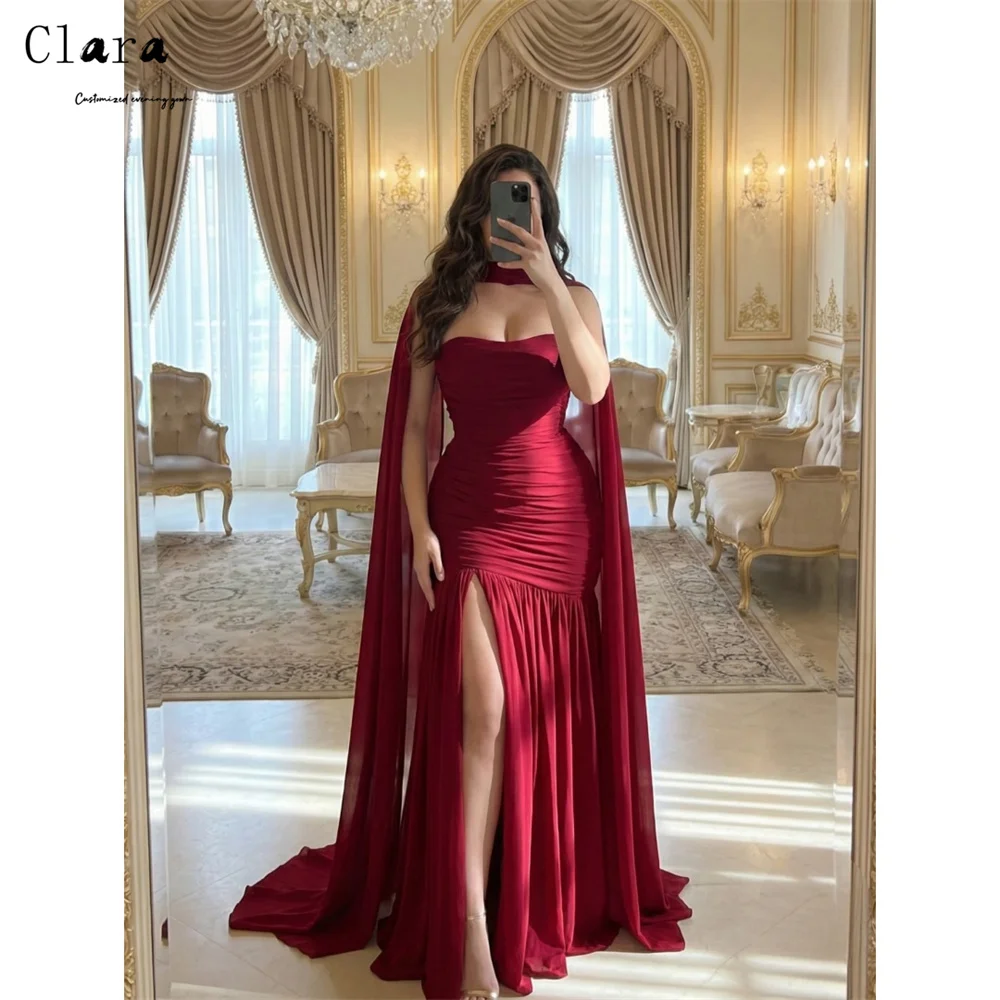 

Clara Custom Red Strapless Side Slit With Exposed Shoulders Women's Ball Gown Dresses 2026 Woman Luxury Evening Dress Luxurious