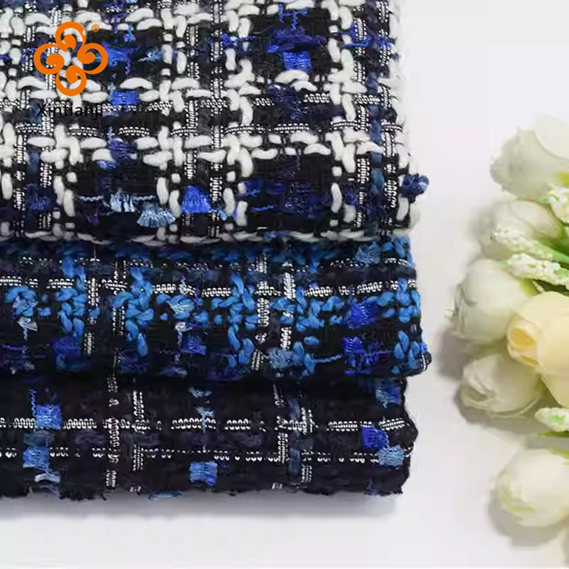 1 Yard Autumn and Winter Woolen Tweed Plaid Fabric Thick Jacquard Dress Short Skirt Coat Fabric DIY Sewing 57 inches Width