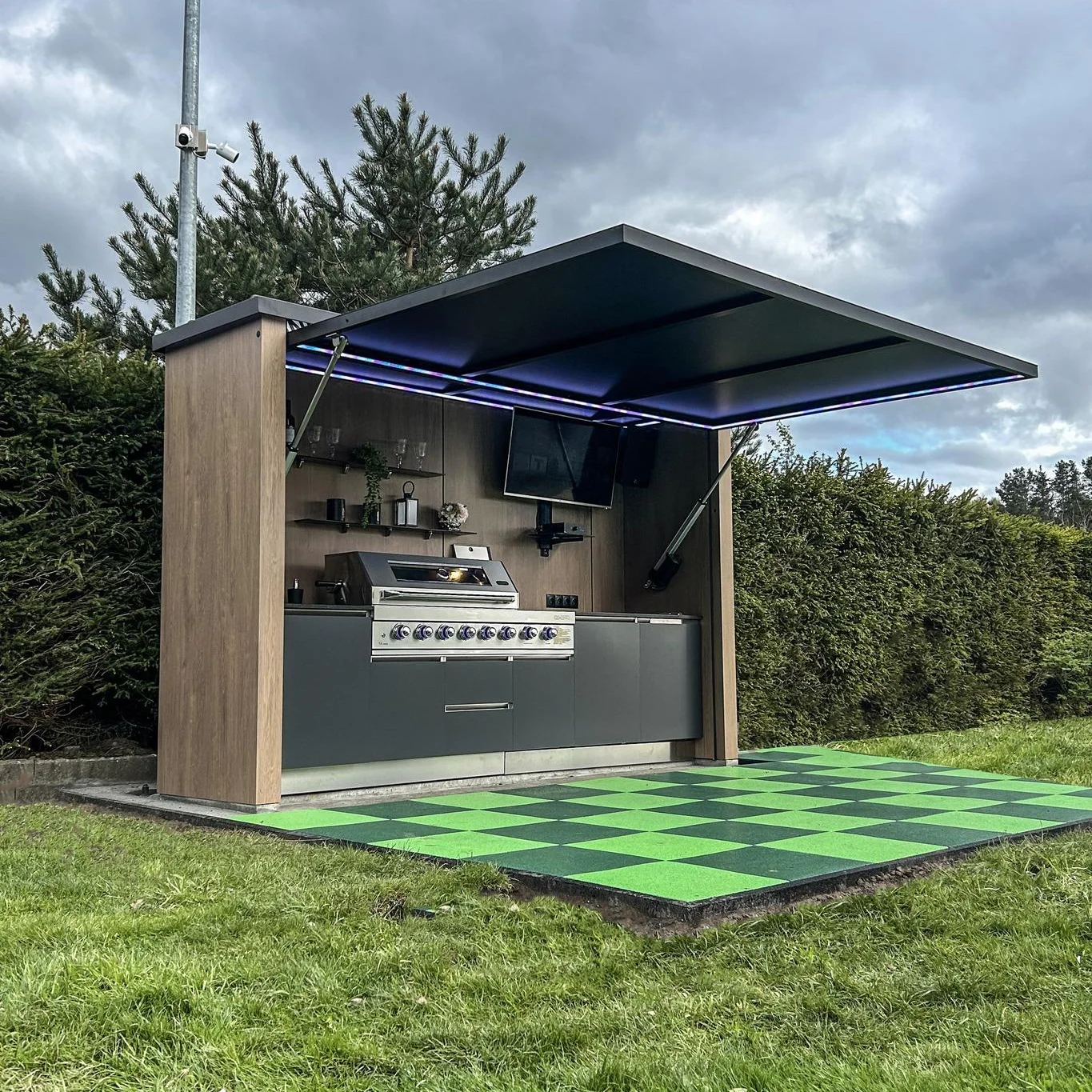 Modern Chrome Plated Stainless Steel Patio Integrated Kitchens-Weatherproof Built-in Grill Flame Safety Piezo Ignition Deep