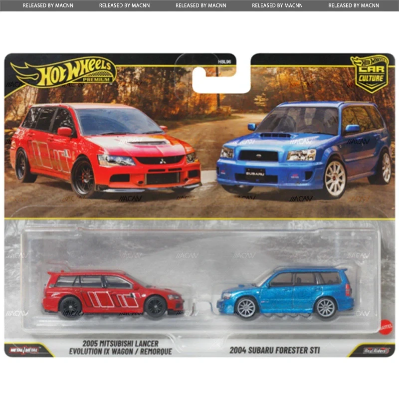 Hot Wheels Cars 2005 Mitsubishi Lancer Evolution IX Wagon & 2004 Subaru Forester STi 1/64 Metal Diecast Model Toy HBL96-JHW46