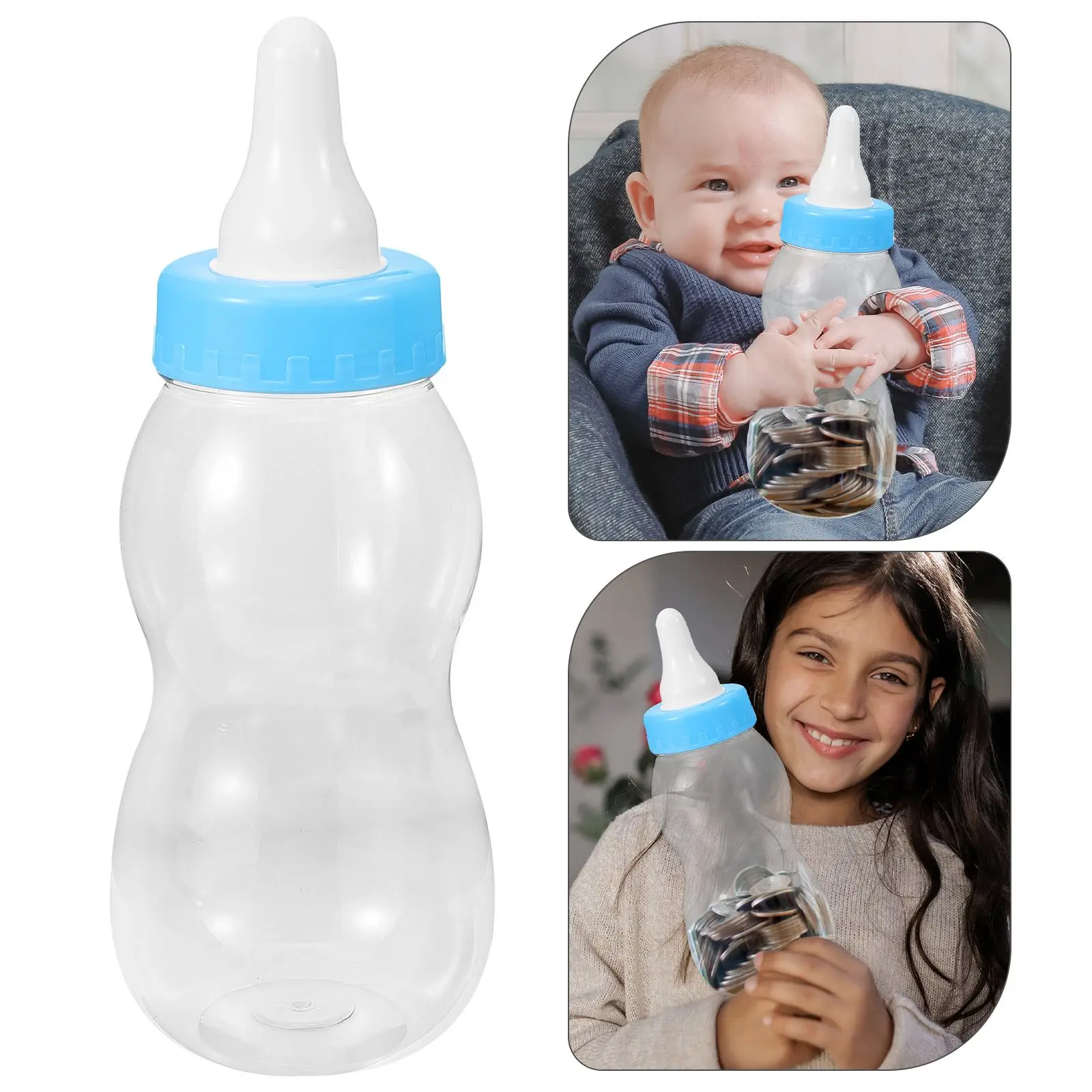 Funny Baby Bottle Piggy Bank for Girls Saving Pot Milk Bottle Boy Boys Money Child Travel Toys Toddler Desktop Ornament Birthday