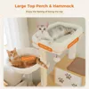 PAWZ ロードラージキャットツリー フードステーション付き、74.8インチの木製背の高いキャットタワー、特大コンドミニアムとハンモック付き、広々としたパーカッション 6