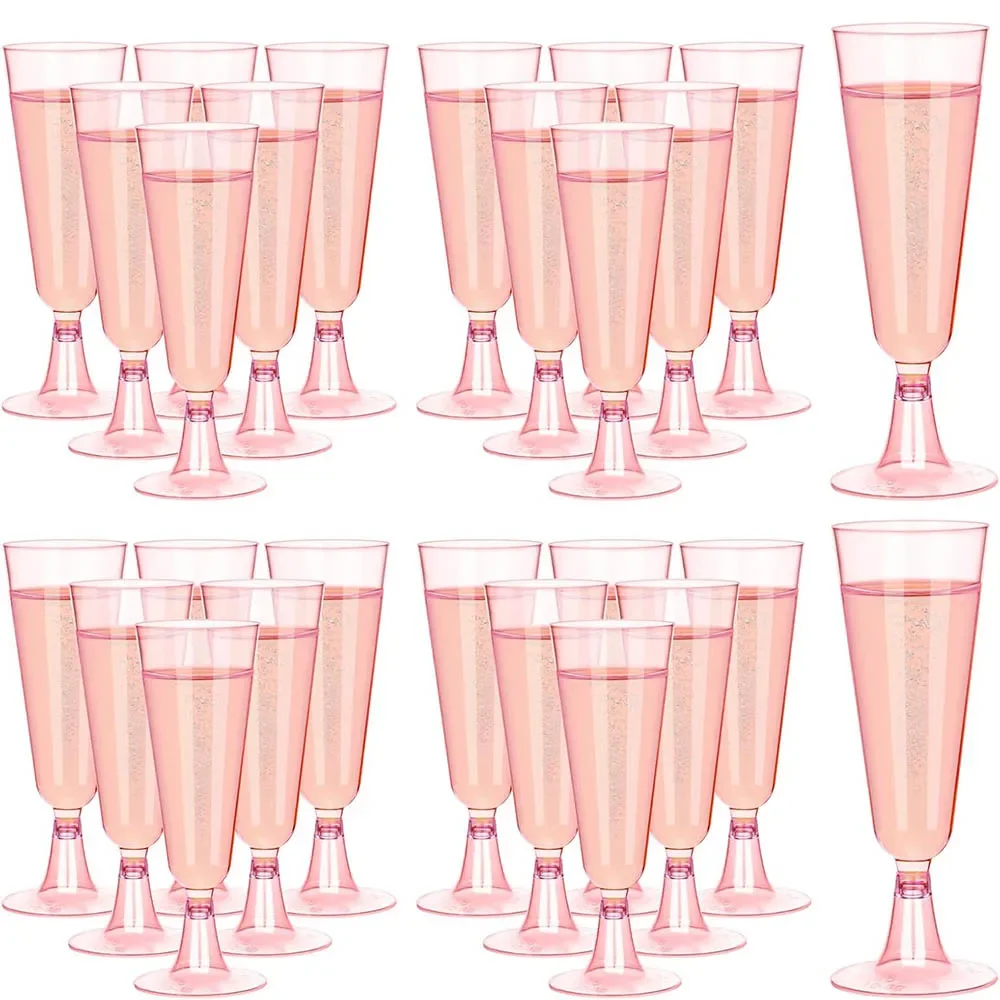 

Champagne Flutes Plastic,Wine Glasses,Disposable Champagne Glasses,5 Oz Pink Shot Cups,New Year Christmas Party Wedding Birthday