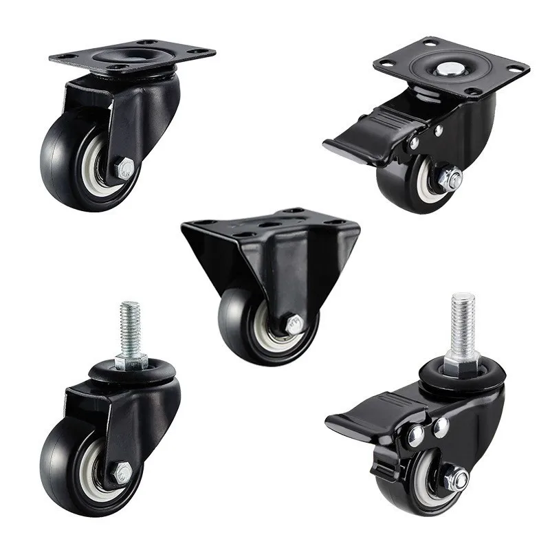 4 Pcs/Lot 2.5 Inch Gold Diamond Universal Wheel /Size M12*30mm With Brake With Double Bearing Sleeve Black Furniture Caster