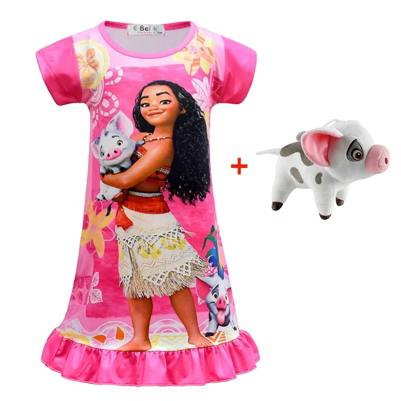 Summer Girl Dress Cartoon Moana for Girls Clothes Print Baby sleepwear Dress pajamas Spotted Pig Children Kids Vaiana Clothing