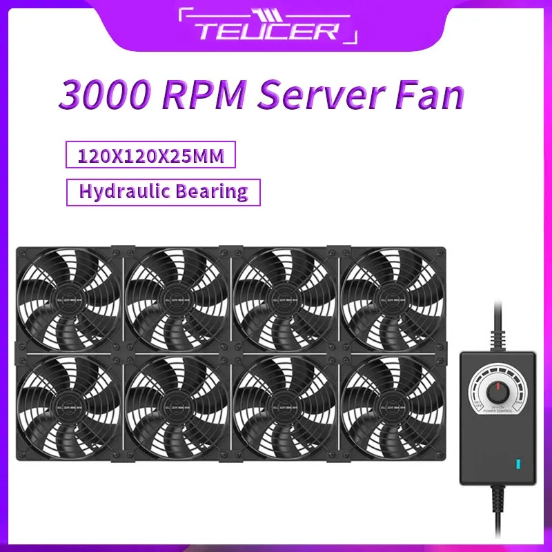 Teucer-btc Mining Máquina Workstation Gabinete Case do Servidor Sistema de Arrefecimento Fan Kit Ventilador Grande Volume de ar 3000 Rpm 12 Centímetros