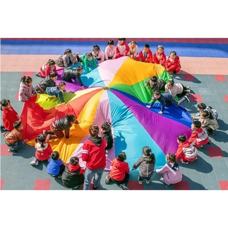 2m/3m/4m/5m/6m de diâmetro ao ar livre arco-íris guarda-chuva esportes jogo pára-quedas brinquedo salto-saco ballute jogar tapete brinquedo crianças presente