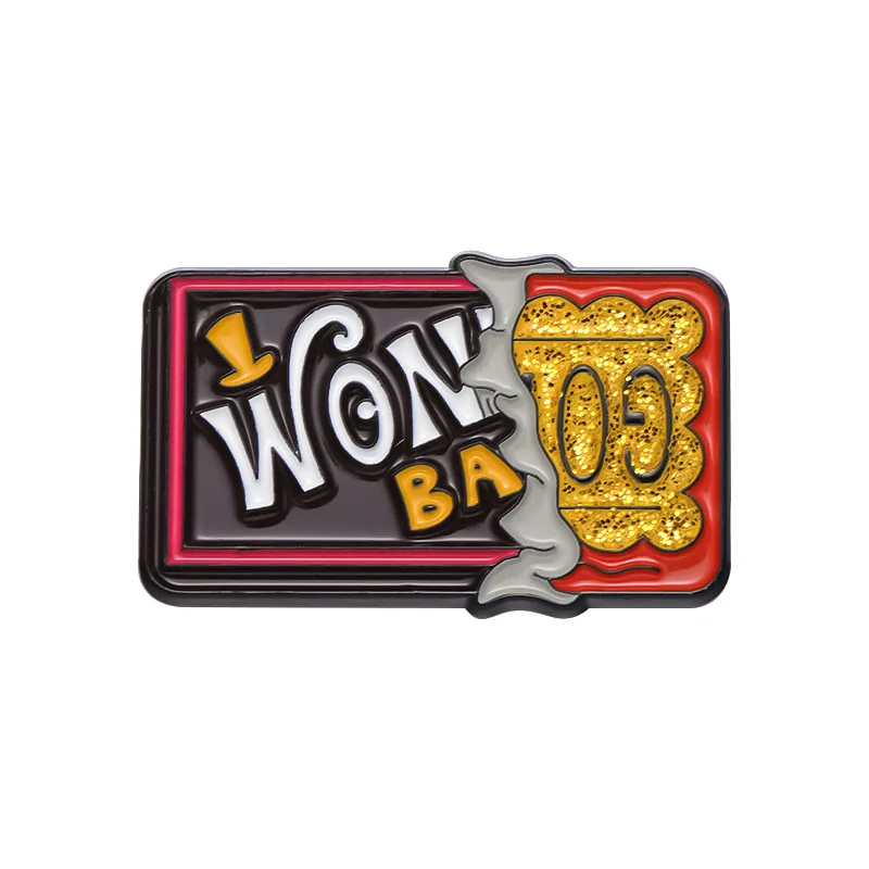 Willy Won the Ka Chocolate Bar Enamel Pin Classic Movie Same Metal Lapel Brooch Exquisite Shiny Badge Children Christmas Gift