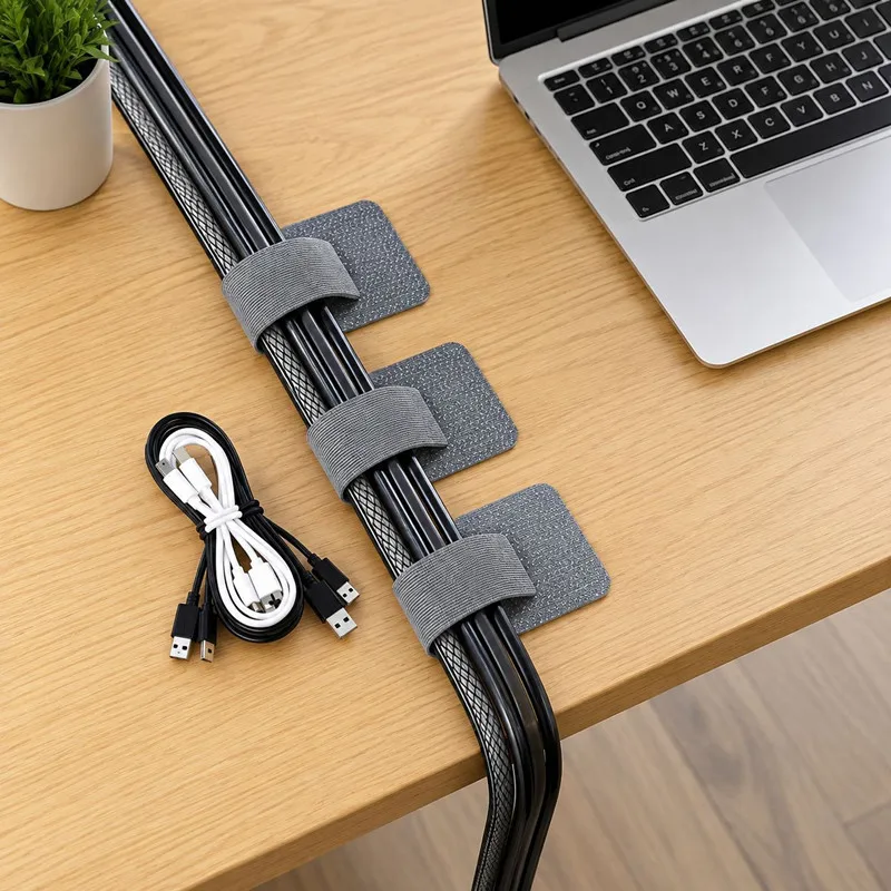 10Pcs Self-Adhesive Hook & Loop Cable Straps with 3M Adhesive Back Reusable Wire Holder Cable Organizer for Desk Wire Management