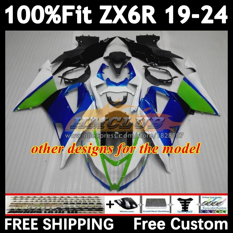 Body For KAWASAKI NINJA ZX-6R 2019 2020 2021 2022 black white 2023 2024 160No.10 ZX 636 6R ZX636 ZX6R 19 20 21 22 23 24 Fairing