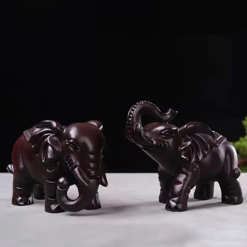 Décoration d'éléphant Antique en ébène sculpté, une paire de Fengshui pour la maison, artisanat, collection et ornement, livraison gratuite