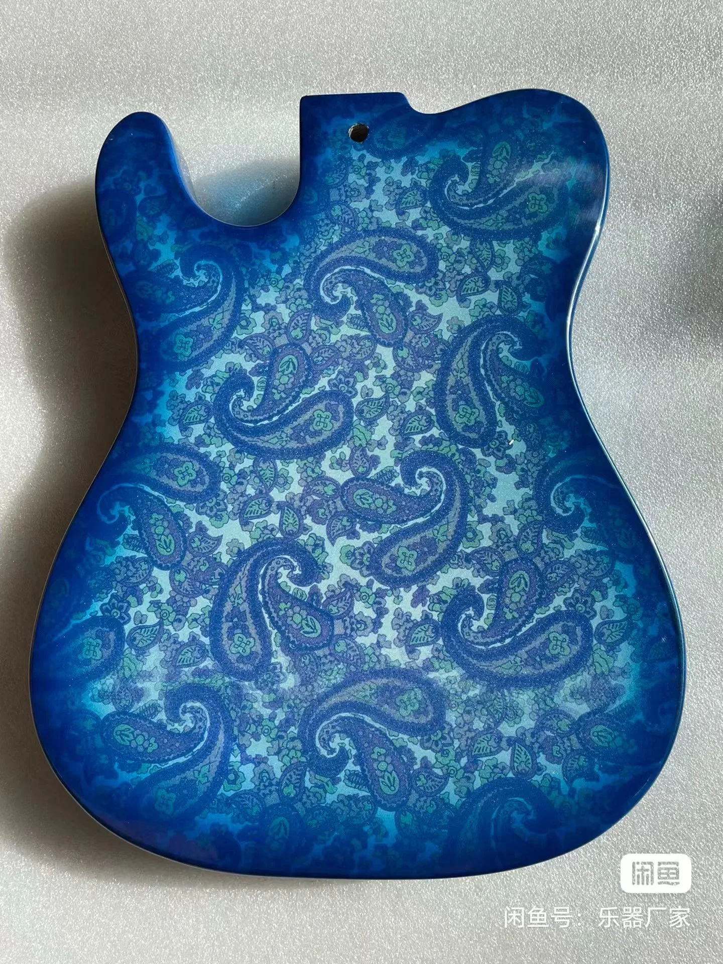 Blue amoeba electric guitar body, mahogany