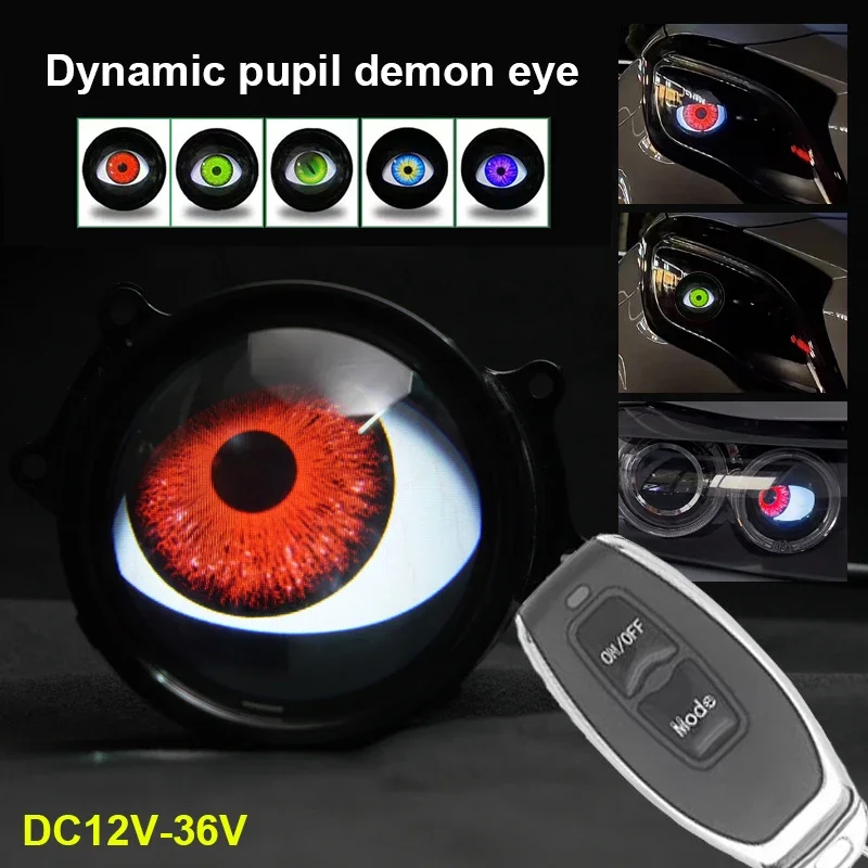 

Dynamic Devil's Eyes LED Car Lights 12V Remote Control Eyes Retrofit Kits Headlight 3 Inch Auto Accessories Moto Auto Supplies