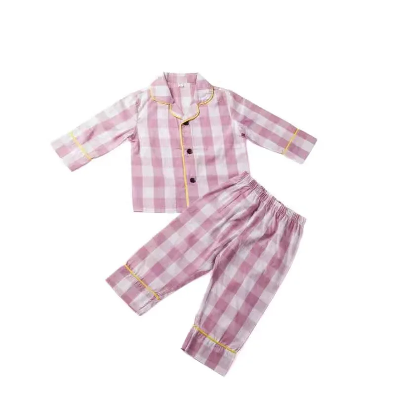 Baby Girl Boy Cotton Plaid Pajamas Clothes Set Shirt+Pant 2PCS Spring Autumn Infant Toddler Child Lounge Set Baby Home Suit 0-5Y