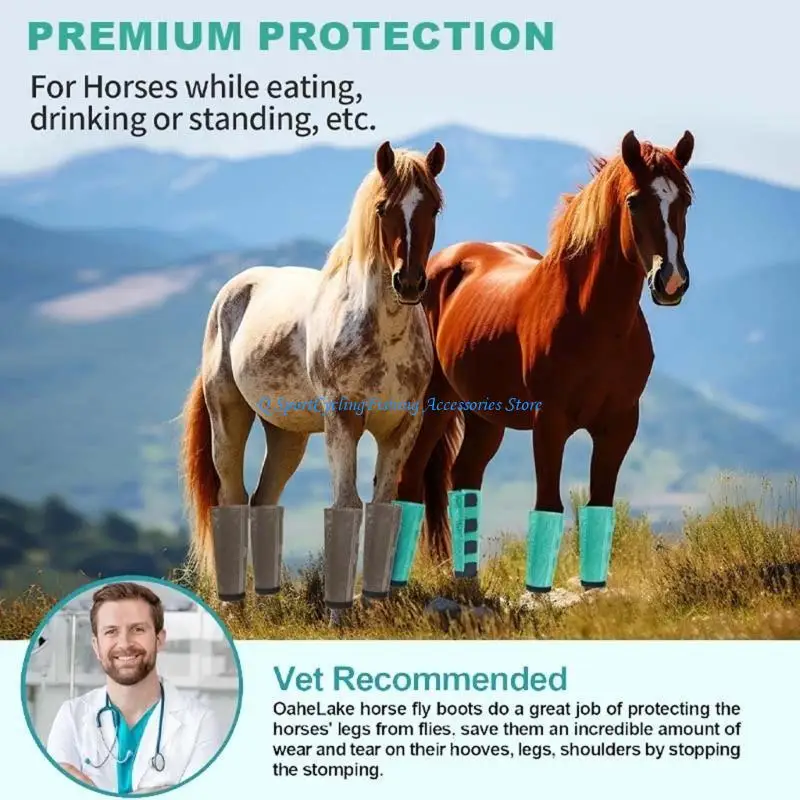 Horse Fly Boot การขี่จักรยานม้าการดูแลม้าระบายอากาศการป้องกันความเสียหายของกีบ