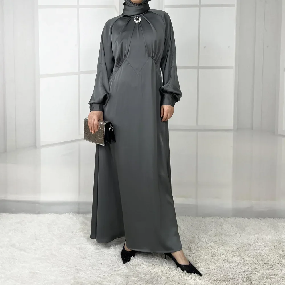Ramadan Eid Satin Abaya Dubai Luxury Muslim Kaftan Dress Abayas for Women Kebaya Robe Femme Musulmane Vestidos Islam Jalabiya