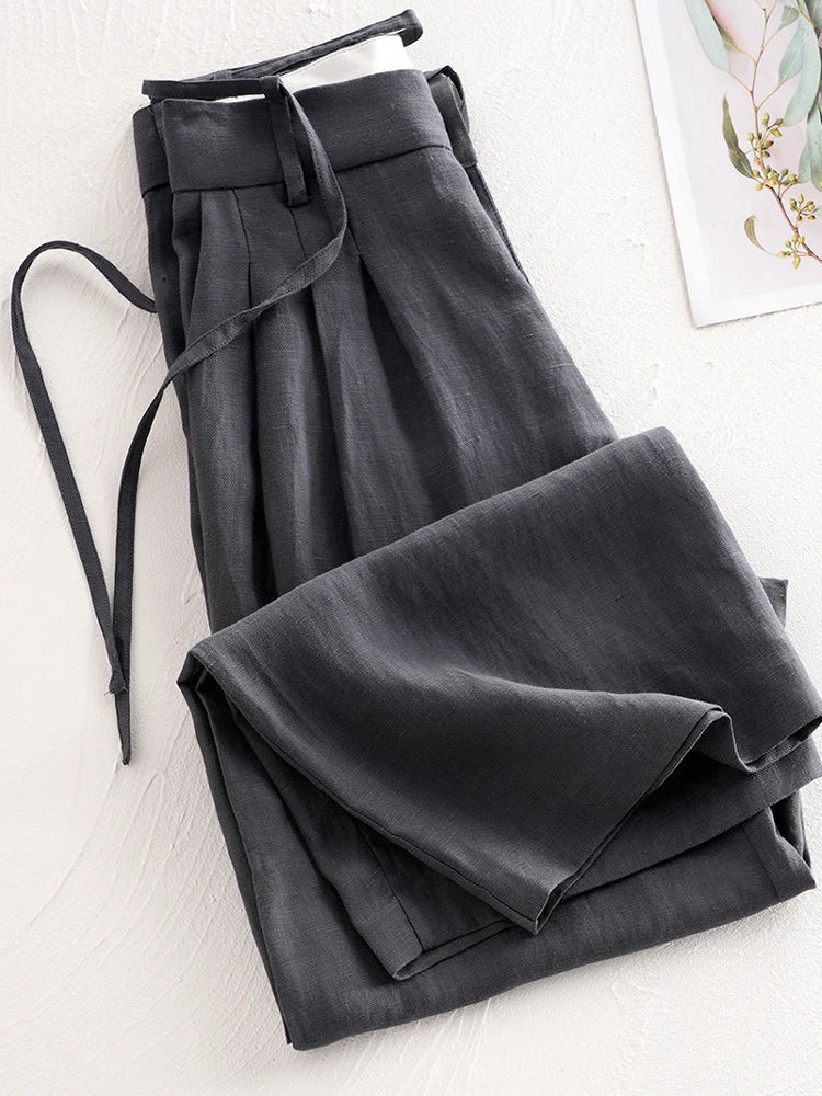 

High Waist Wide Leg Casual Straight Cut Long Pants Women's Summer Thin Linen Pants Breathable Comfortable Faionable
