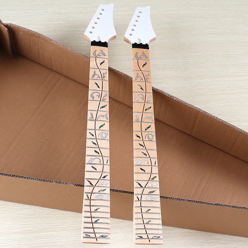 

6-string 24-fret double-locking bright-finished inlaid guitar neck for DIY modification of electric guitars, professional musica