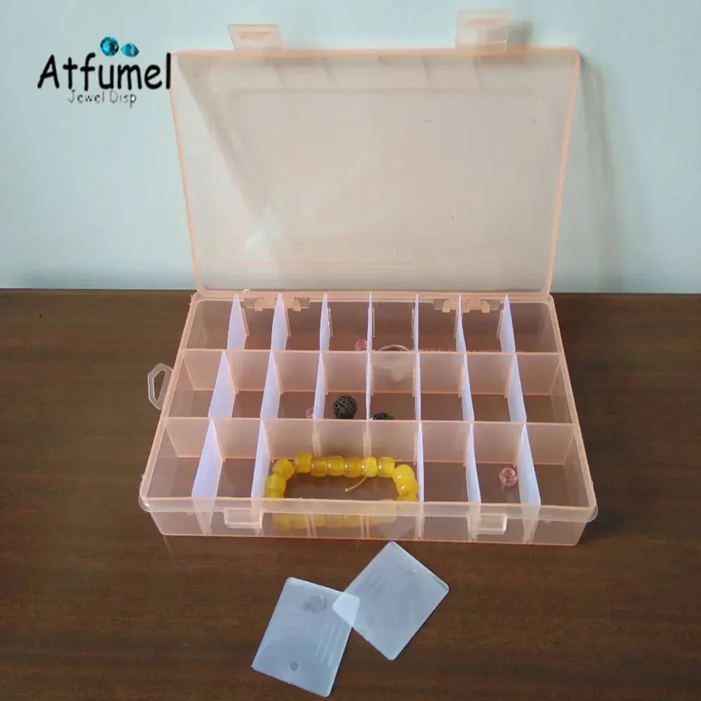 24 Slots Portable Jewelry Tool Storage Box Beads Ring Electronic parts Screw Earring Organizer Container DIY Trinket Platic Box