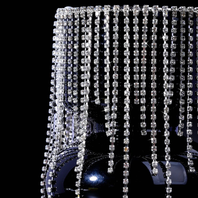 Ducrystal 1Yard/90cm Crystal Tassel Claw Chain Sewing/Glue on Clear Rhinestone Decorative Chain Craft Wedding Dress DIY