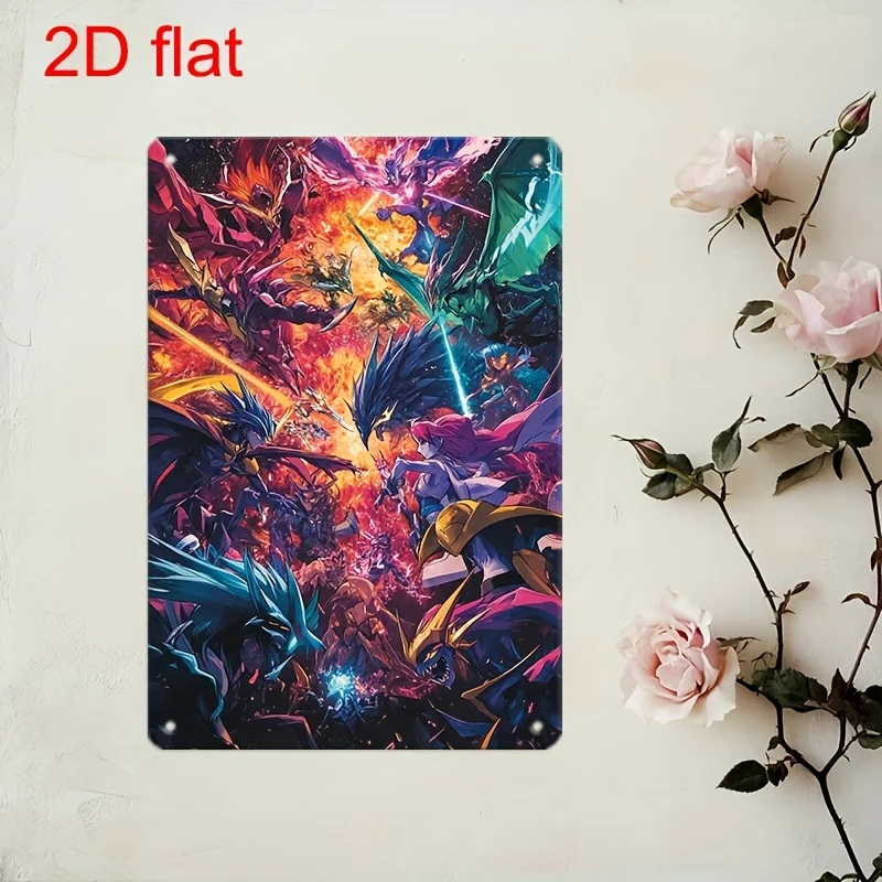 - Vintage Sci-Fi Explosion Metal Sign -  Durable Tinplate Wall Decor with Pre-Drilled Holes - Vibrant Colorful Design for Home,