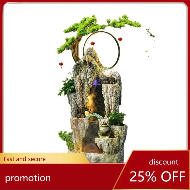 Chinese rockery, flowing water fountain decoration, water landscape company front desk fish pond ornament