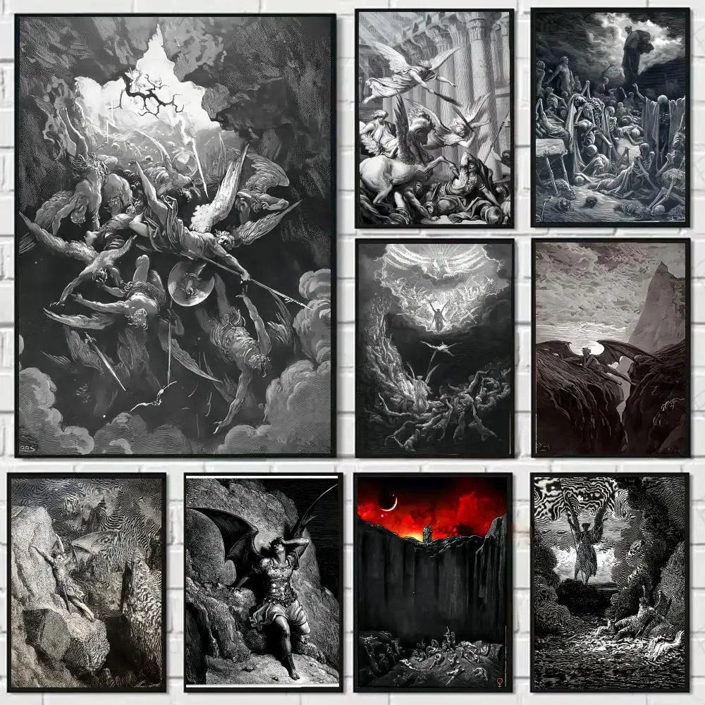 G-Gustave Dore Paradise Lost Satan Painting Calligraphy Canvas Art Styles, Wall Art Decor, Living Room Decor