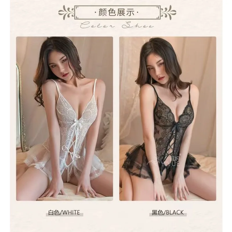 ملابس داخلية مثيرة أقل المنشعب الأكثر مبيعًا لعام 2025 بذلة نسائية مجوفة من الدانتيل فستان دمية تيدي حمالة صدر عميقة على شكل حرف V ملابس داخلية مثيرة #3