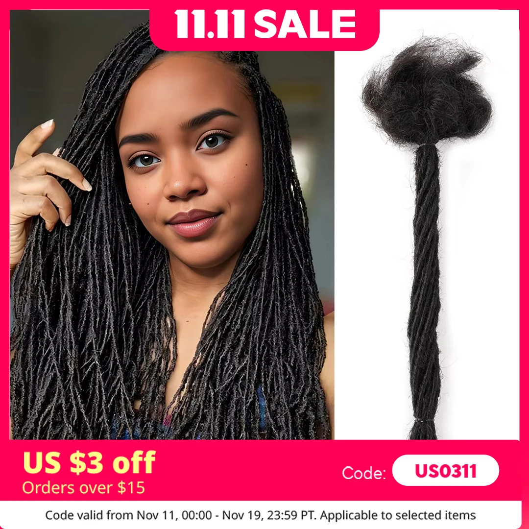 

Dreadlocks Brazilian Virgin Human Hair 10 Strands Crochet Braid Hair Loc Extensions 0.2cm Kinky Braiding Microlocks