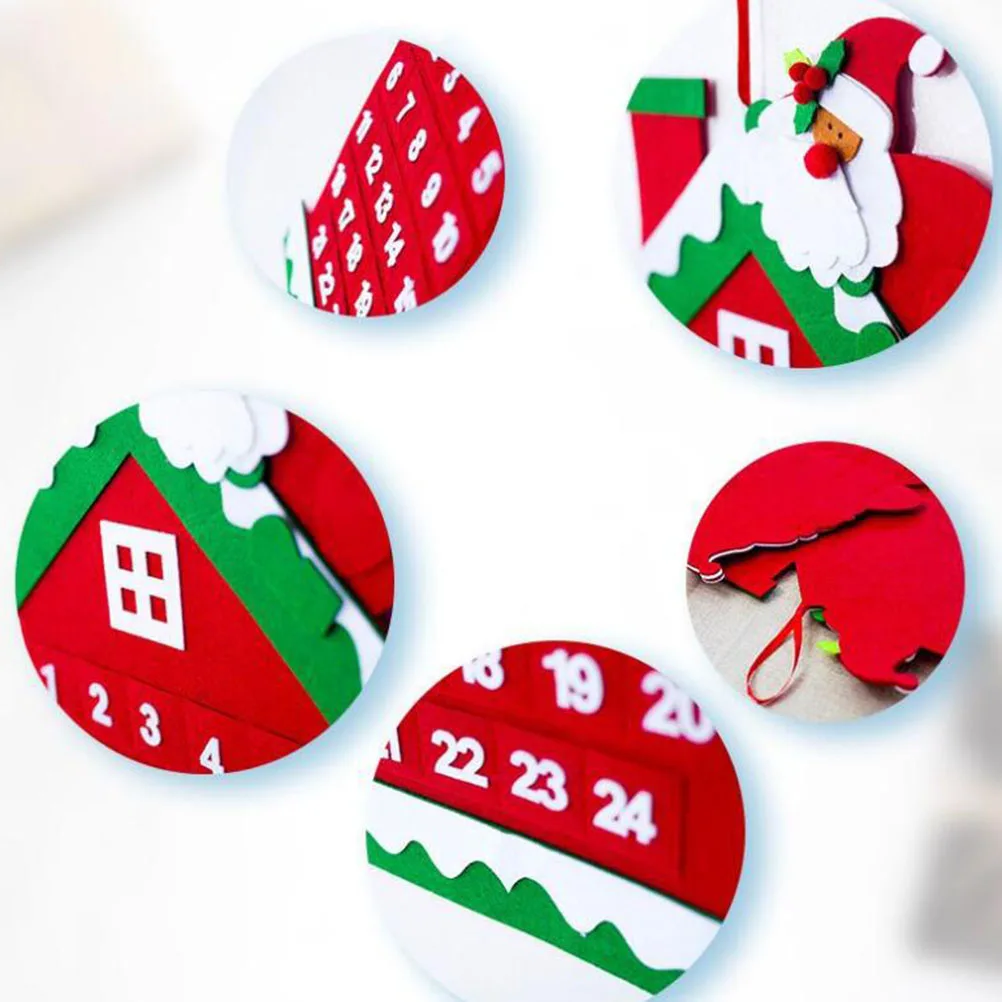 

1pc Felt Christmas Countdown Calendar with 24 DIY Ornaments Kids Party Decoration Hanging Advent Calendars Xmas Holiday