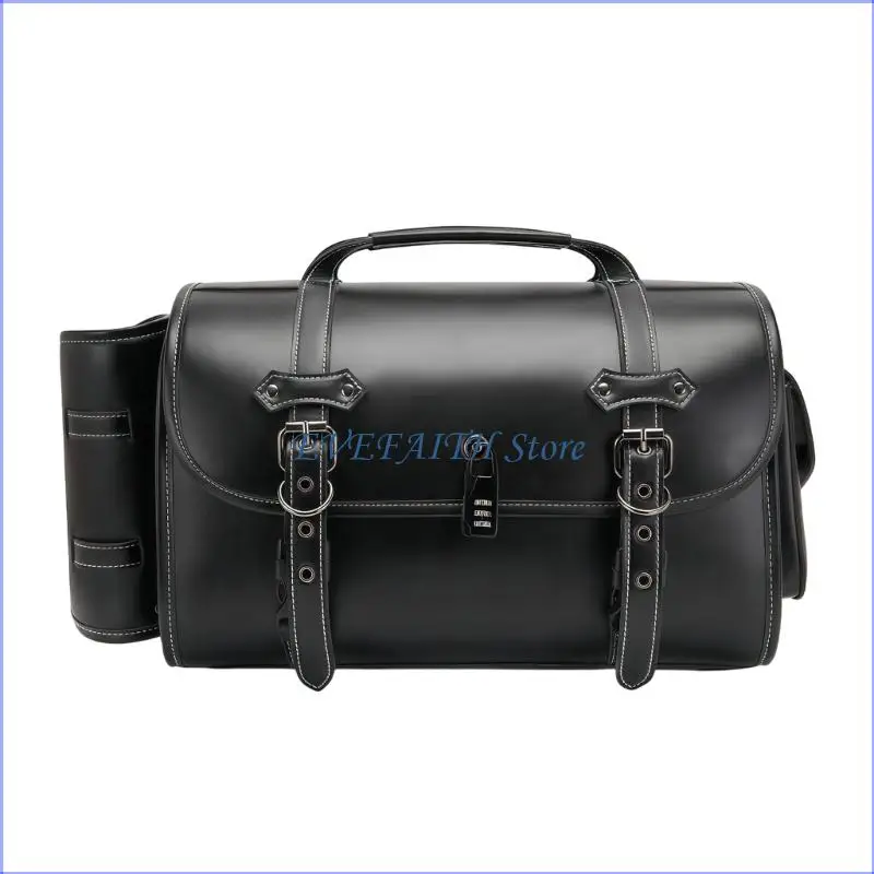 

124B Motorcycle Tail Bag,Motorcycle Rear Bag Waterproof PU Leather Motorbike Helmets Bag Luggage Storage Backpack