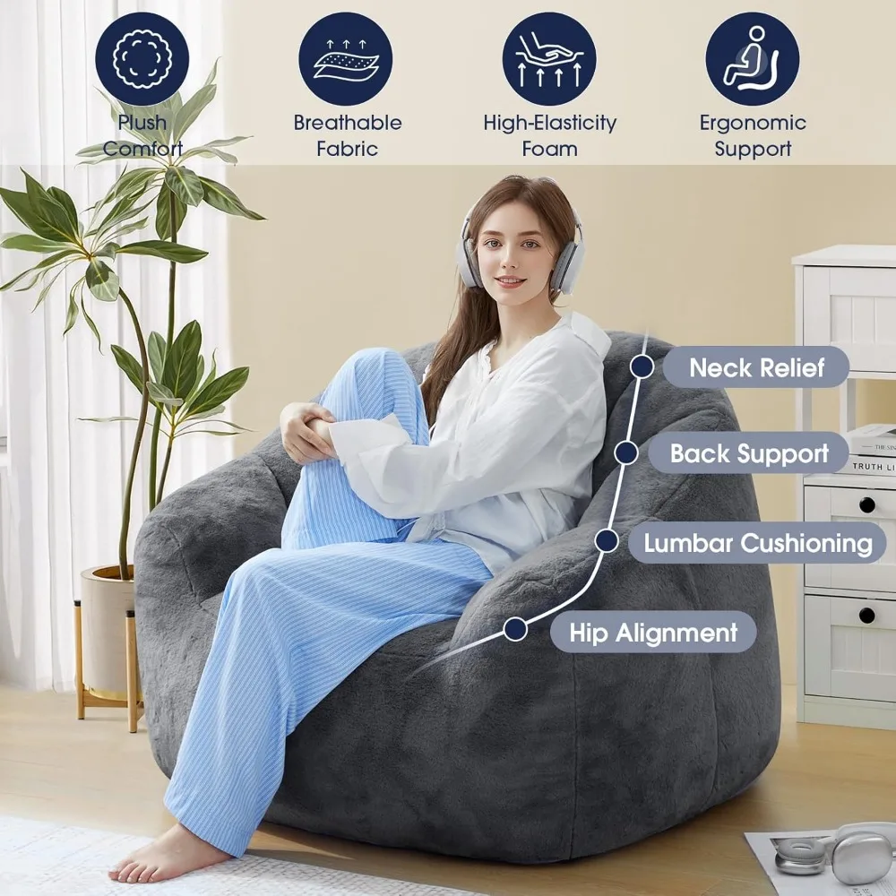 كرسي بين باج فاخر على شكل صدفة من إسفنج الذاكرة مع غطاء قماشي متين لراحة ممتازة واسترخاء #3