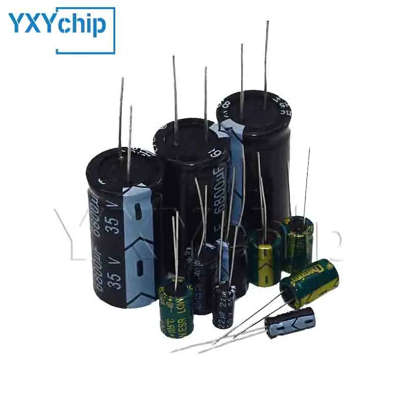 100V 160V ตัวเก็บประจุอลูมิเนียมอิเล็กโทรลีติค 1uF 2.2uF 3.3uF 4.7uF 10uF 22uF 33uF 47uF 68uF 100uF 150uF 220uF 330uF 470uF 680uF